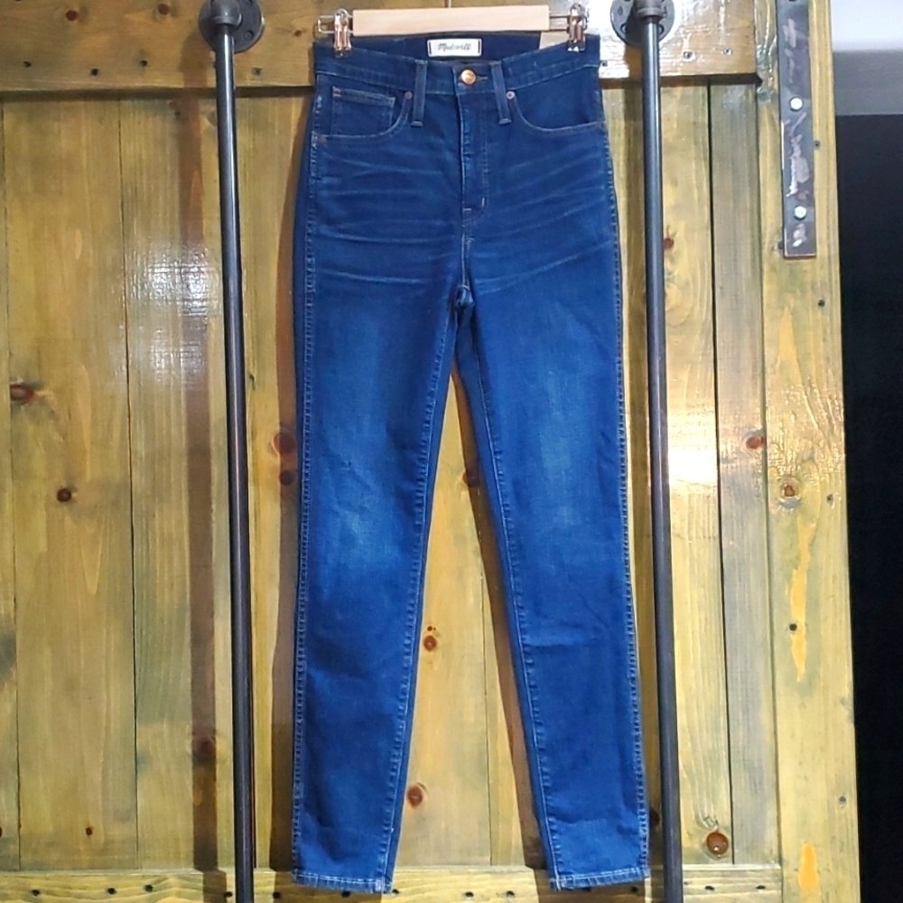 MADEWELL BLUE DENIM 10 INCH HIGH RISE SKINNY JEANS STRETCH SIZE 25 NWT